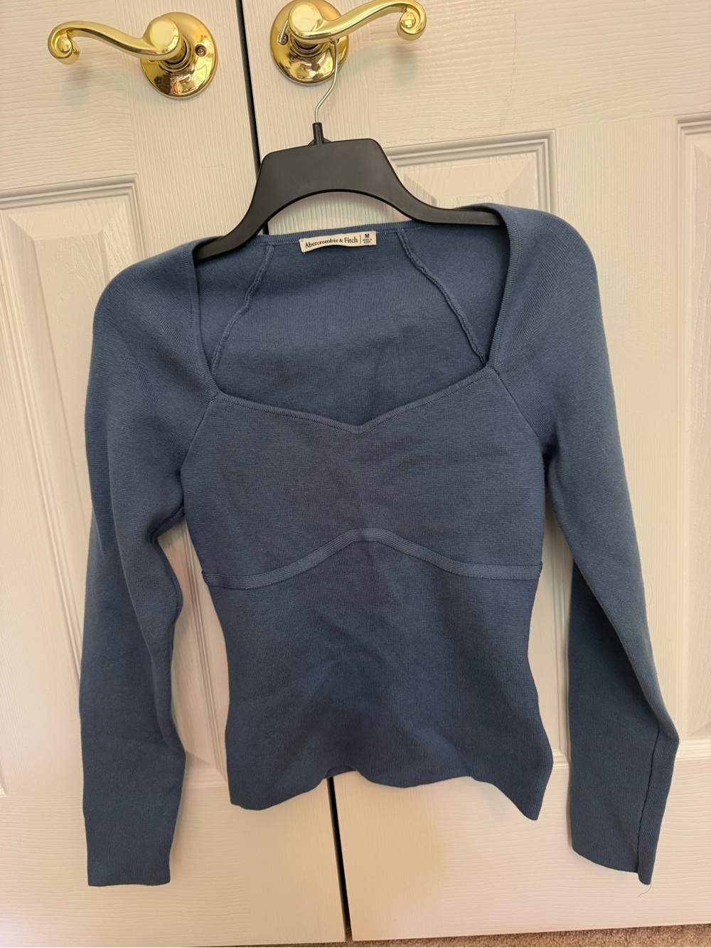 Abercrombie & Fitch Slate Blue Ribbed Knit Sweater